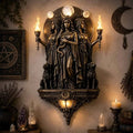 🌙Lampă de perete LED cu cele trei zeițe Hecate – lampă de perete stil Wicca