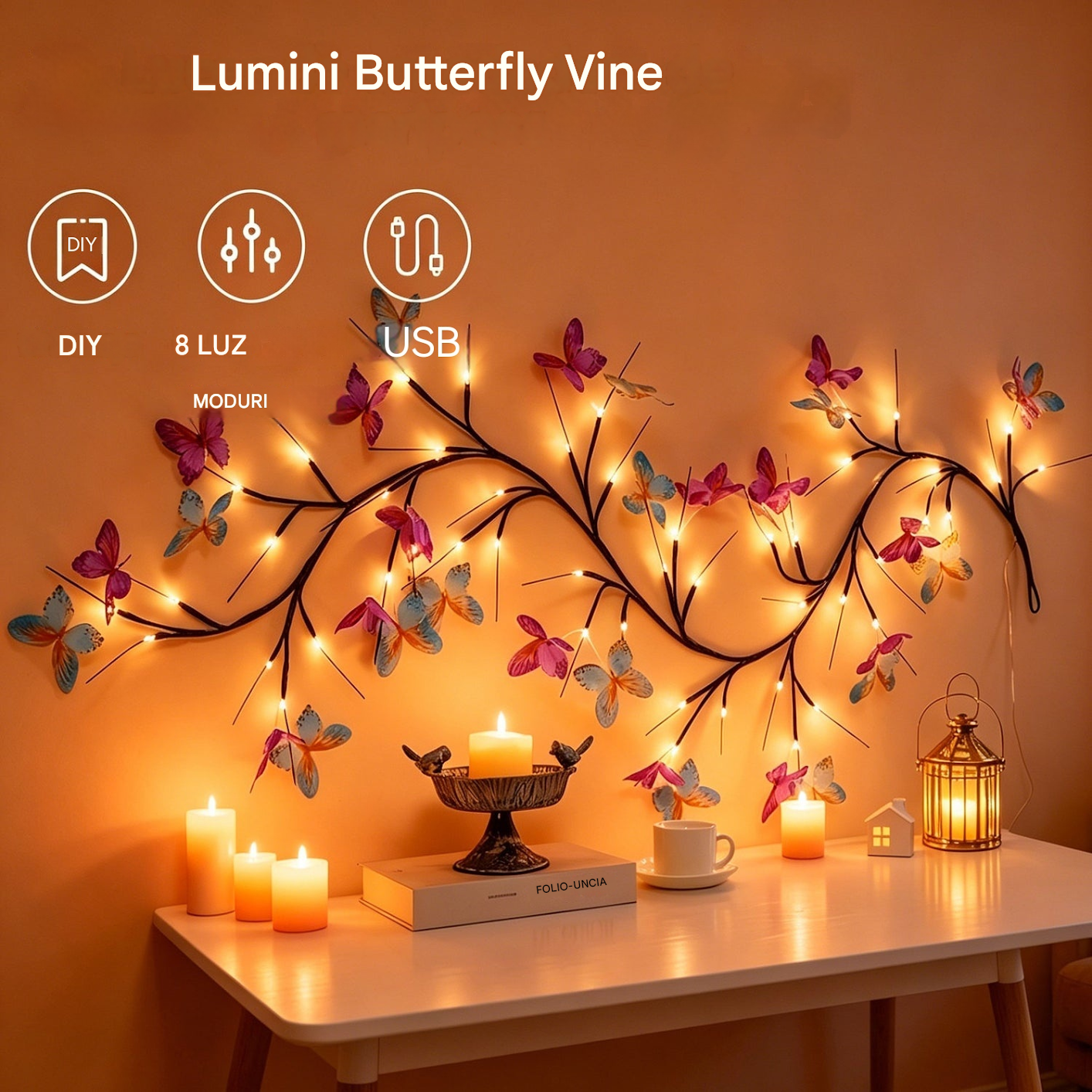 🦋💡 Ghirlandă luminoasă LED flexibilă în formă de fluturi – creează o atmosferă caldă și de poveste în casa ta