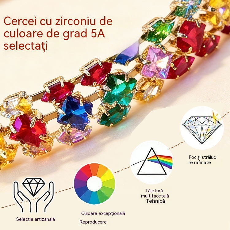✨Brățară cu zirconiu cubic geometric, în stil boem, colorată
