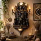 🌙Lampă de perete LED cu cele trei zeițe Hecate – lampă de perete stil Wicca