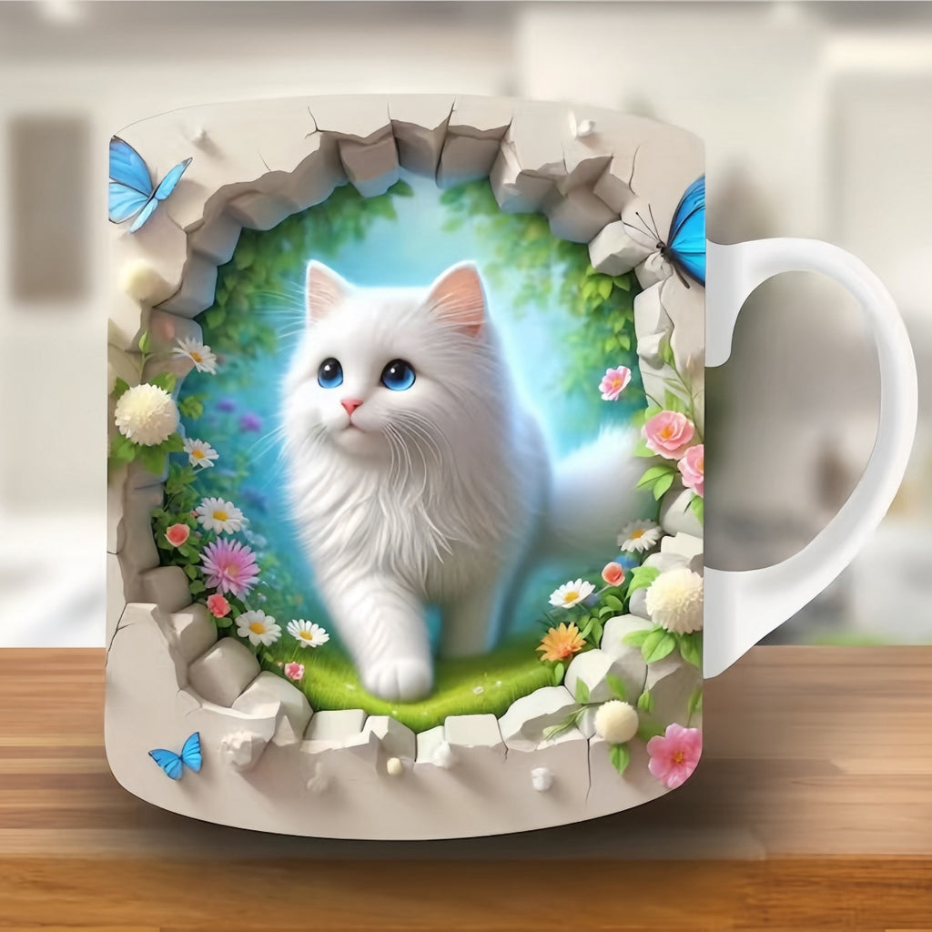 🎁Ceașcă de cafea creativă pentru pisică, cadou de sărbători