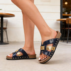 【Hitul Verii 2026】Papuci Birkenstock din Piele cu Imprimeu Croco și Ținte, Talpă Anatomică Moale, 3 Culori, Mărimi 36-43! 🩴✨