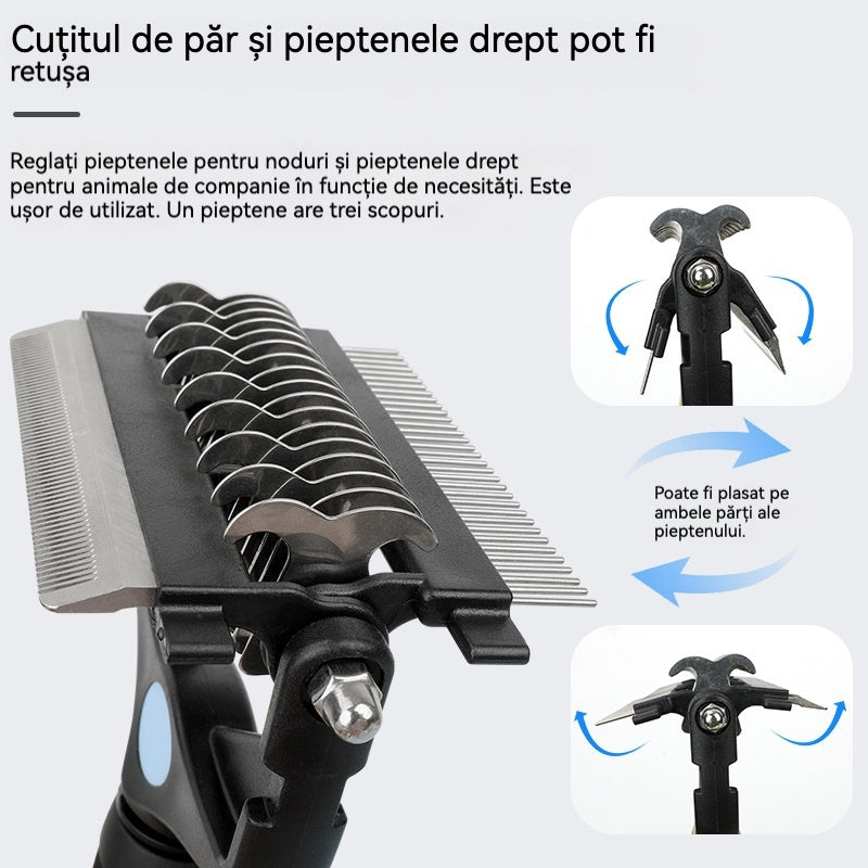 ✨ Perie Multifuncțională 3-în-1 pentru Descâlcirea și Îndepărtarea Părului de Animale: Pieptene Eficient pentru Câini și Pisici