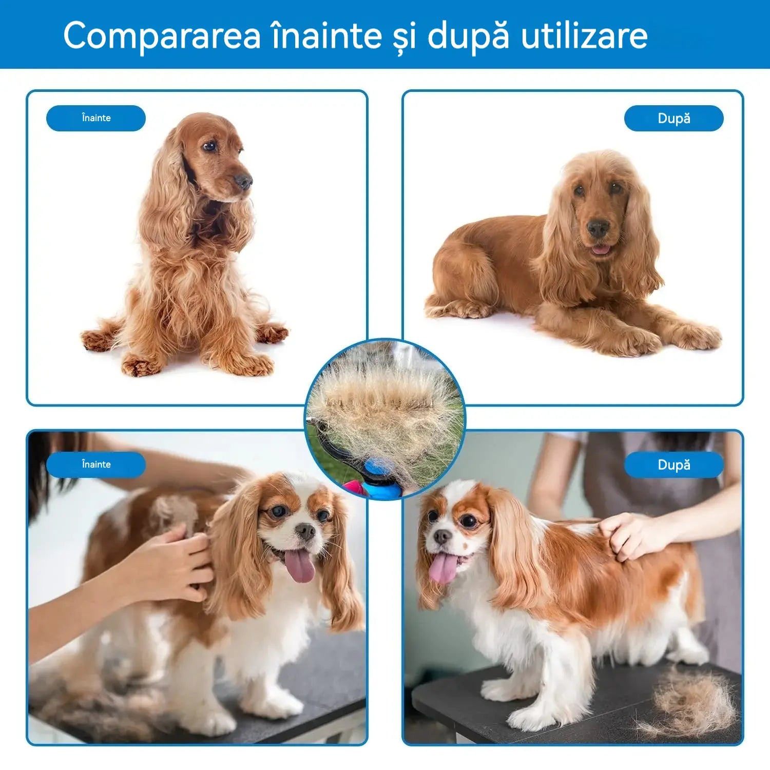 🐾 Perie Profesională pentru Îndepărtarea Părului Mort la Câini și Pisici: Delicată, Eficientă și o Casă Fără Păr! ✨💖