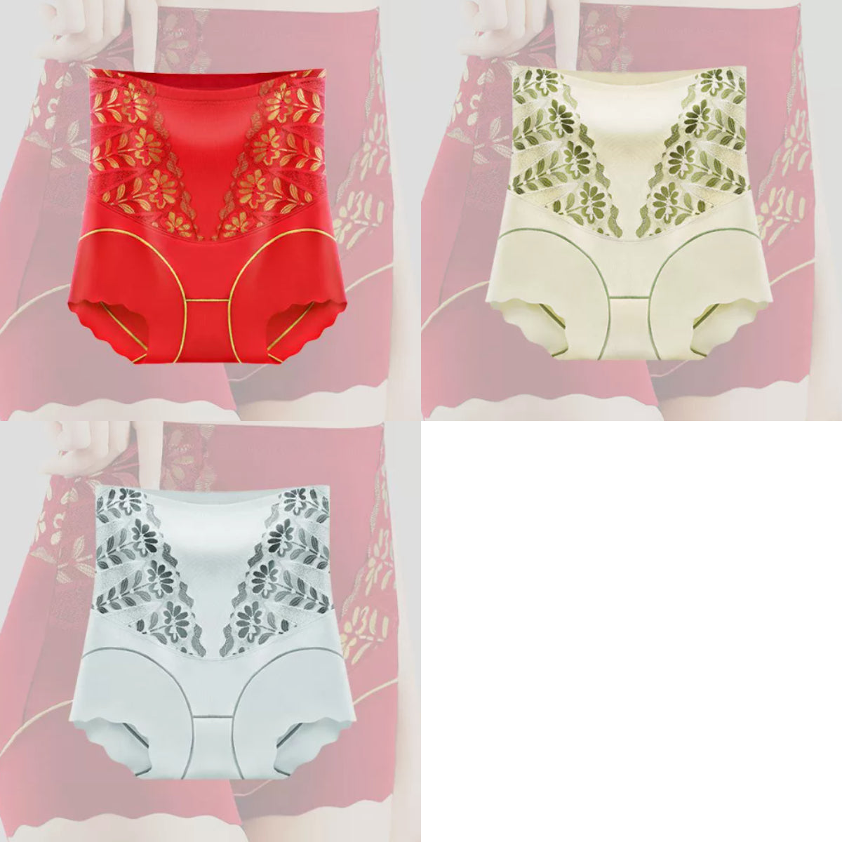 🌸【Set de 5 bucăți】Chiloți confortabili antibacterieni cu talie înaltă Tummy Tuck 👙💖