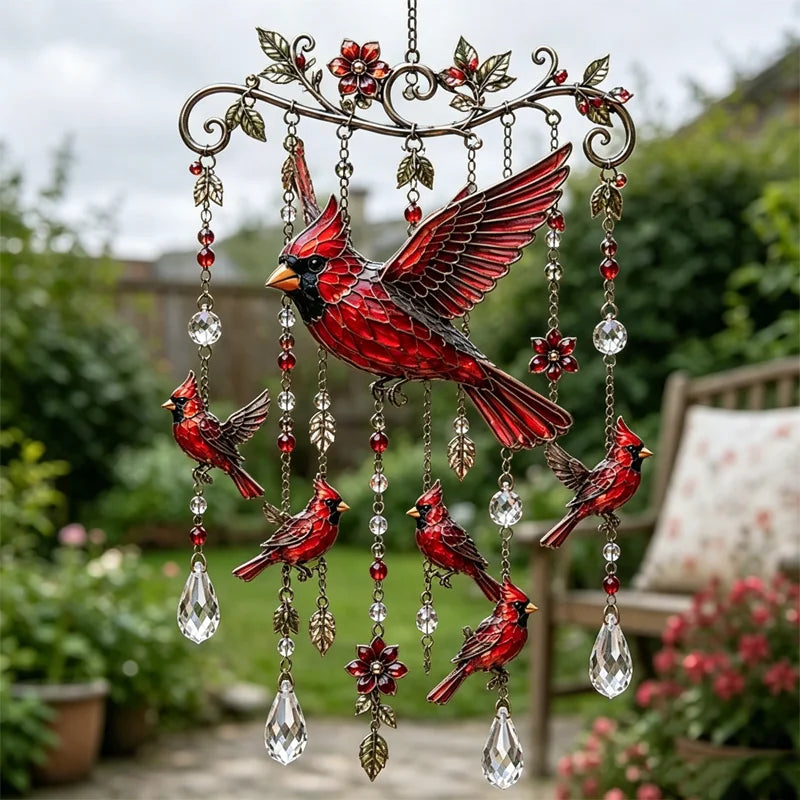 🐦Clopoțel de vânt din cristal cu colibri și model pictat în stil retro