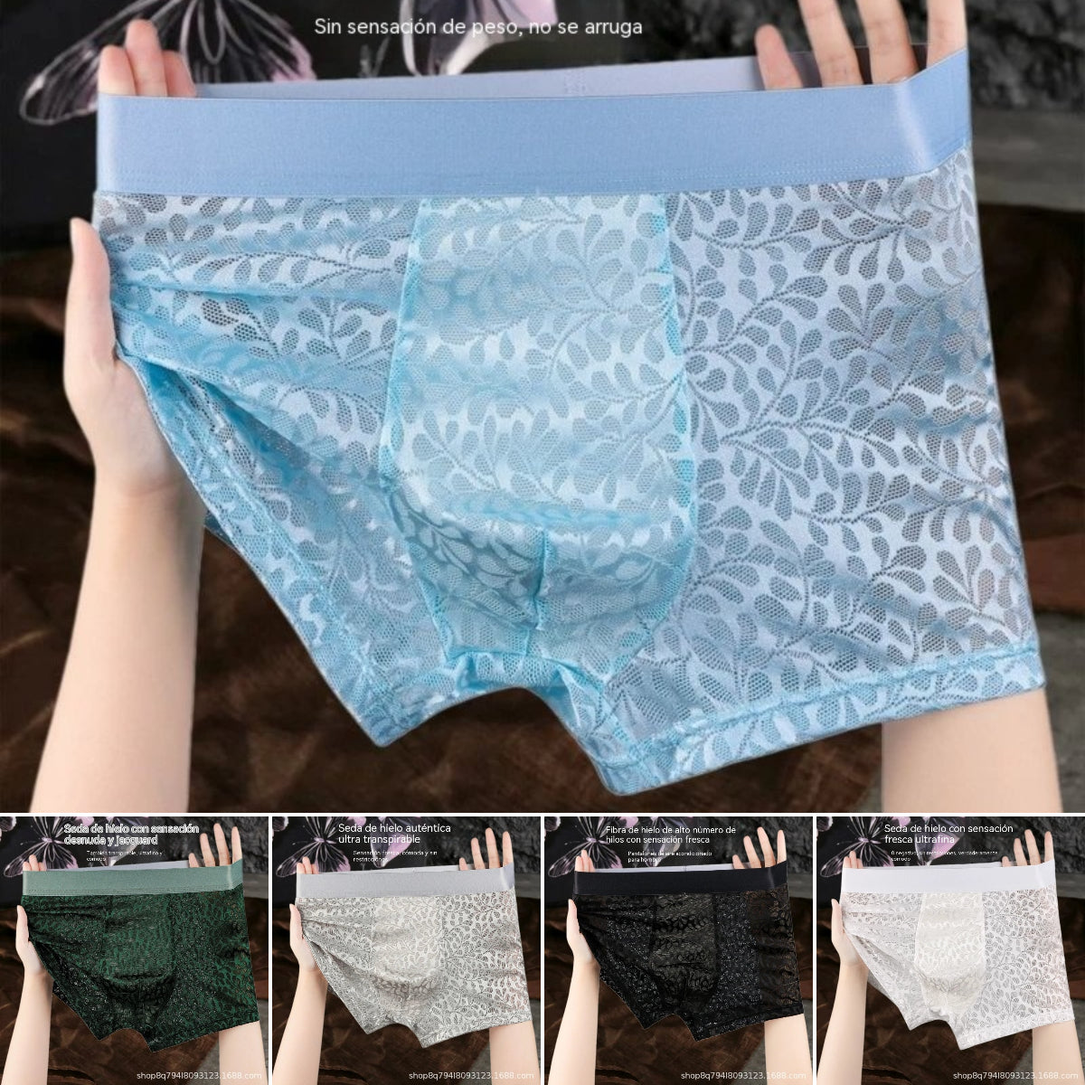 【L-4XL】Lenjerie intimă bărbătească din plasă de mătase glacială, mărime mare, respirabilă.