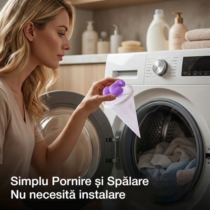 🌀🧺Dispozitiv plutitor pentru filtrarea scamelor la mașina de spălat – elimină ușor scamele, firele de păr și blana animalelor în timpul spălării rufelor