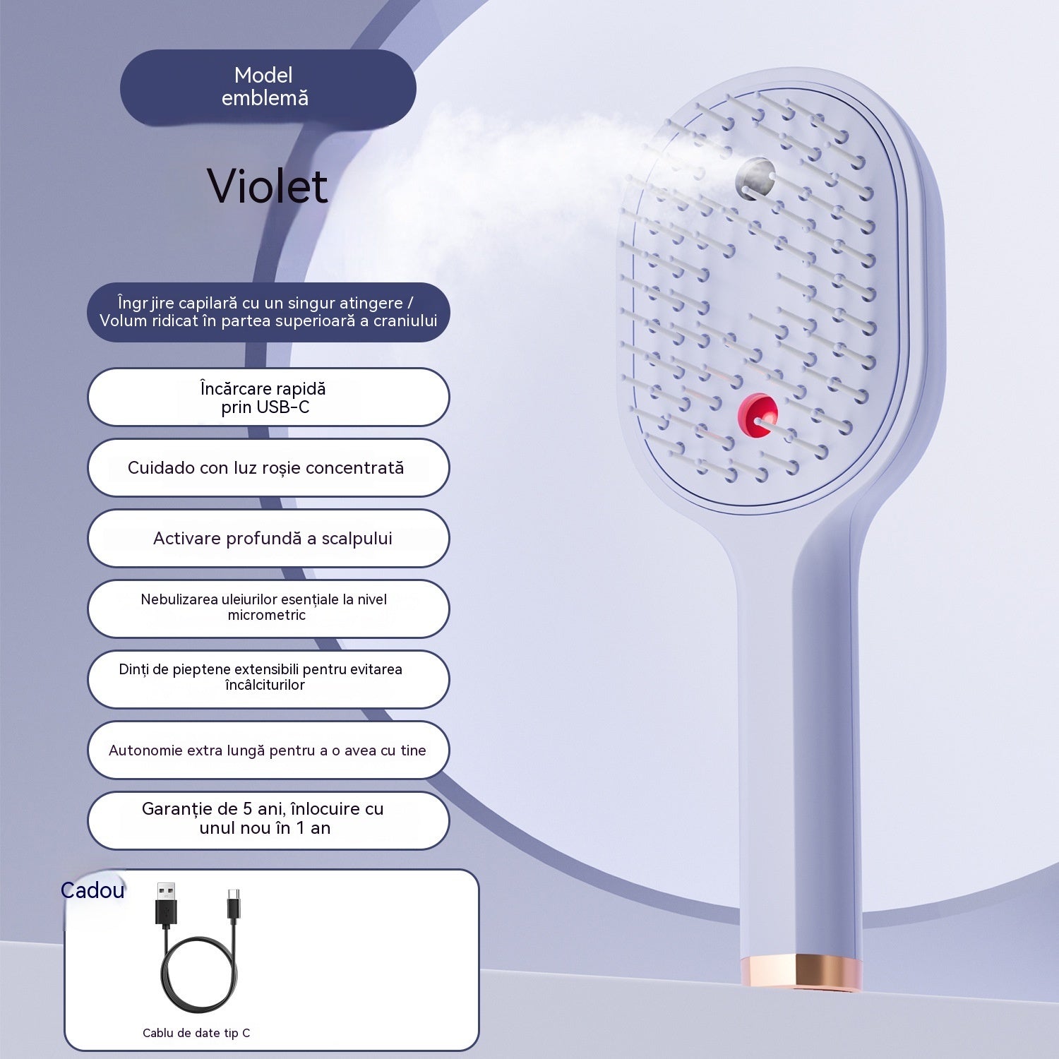 💖💨Un pieptene cu funcție de pulverizare cu un singur buton pentru a preveni eficient încurcarea părului.