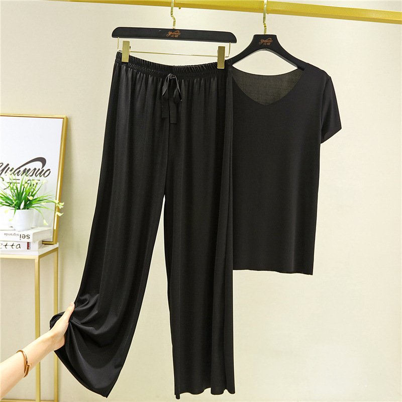🏆【50%OFF】【M-4XL】Costum din două piese, pantaloni cu mâneci scurte noi, din mătase de gheață