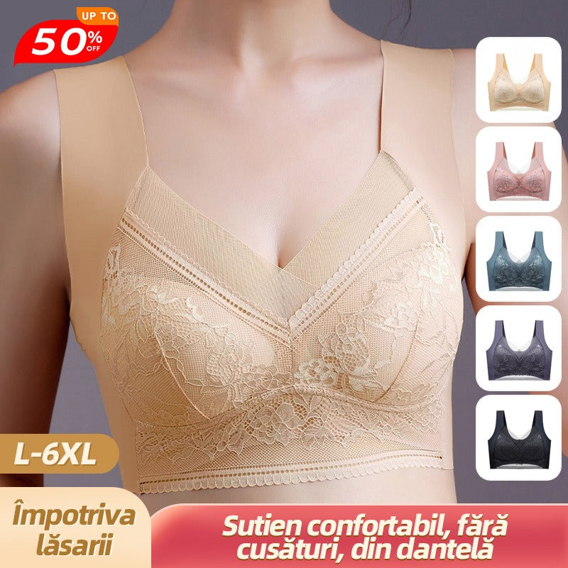 👙✨【Set 4 piese】Sutien damă confortabil, fără cusături, din dantelă elegantă