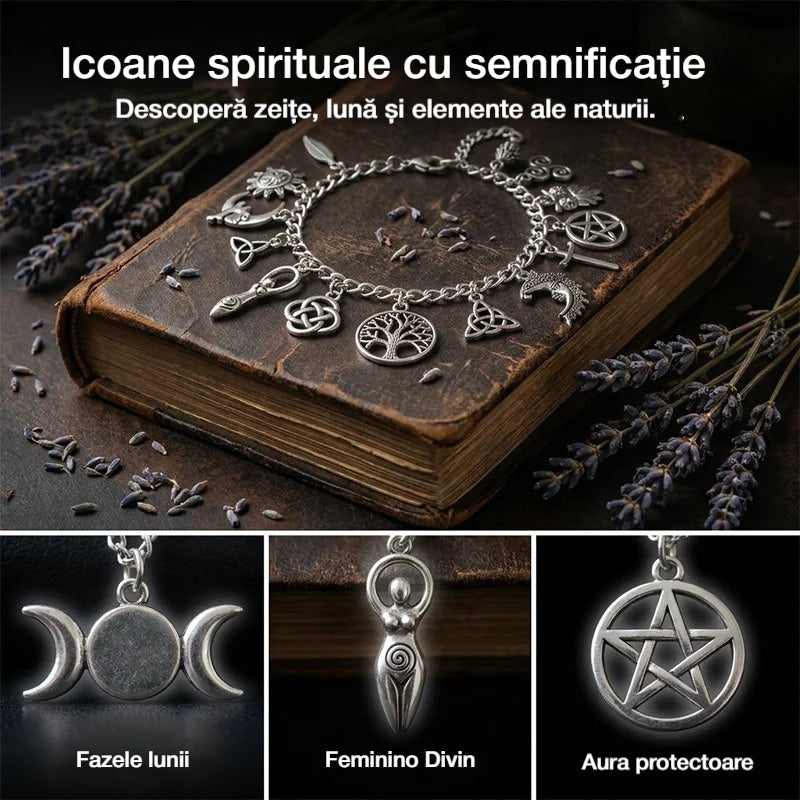 🔮✨Brățară cu pandantive vintage, aer mistic pentru femei – Bijuterii cerești, gotice și boho