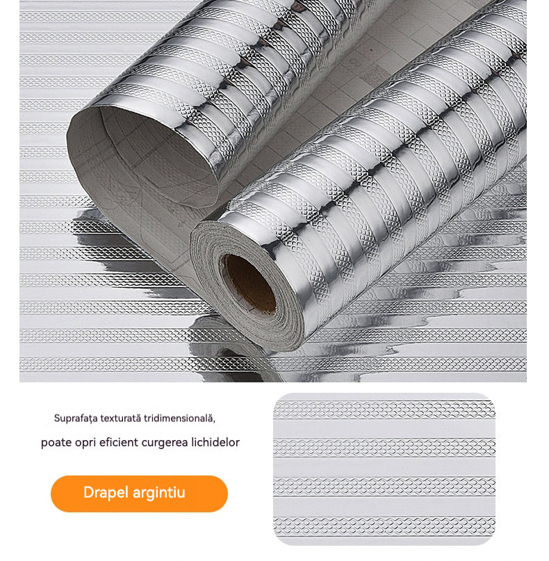 【40cm*5m】🛡️ Folie Autoadezivă din Aluminiu Detașabilă – Anti-grăsime, Rezistentă la Căldură și Ușor de Curățat