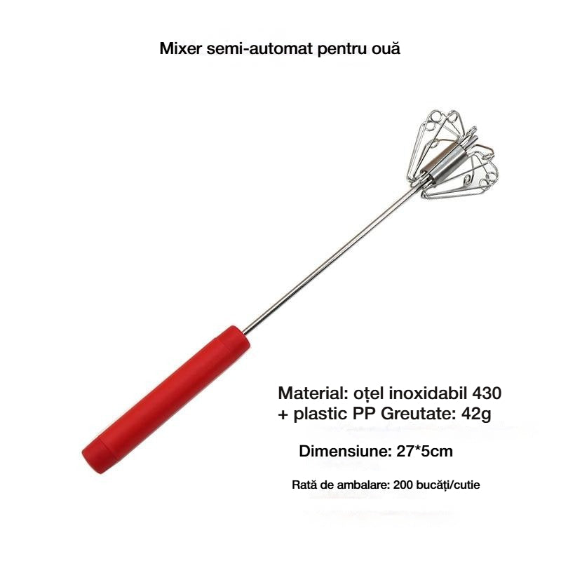 🥳Cumpără 1 Primești 1 Gratuit💪Peste 50.000 de bucăți vândute! 🥚Tel manual semiautomat: se rotește prin simpla apăsare, fără electricitate. Bate ouăle și frișca în doar câteva secunde! ✨