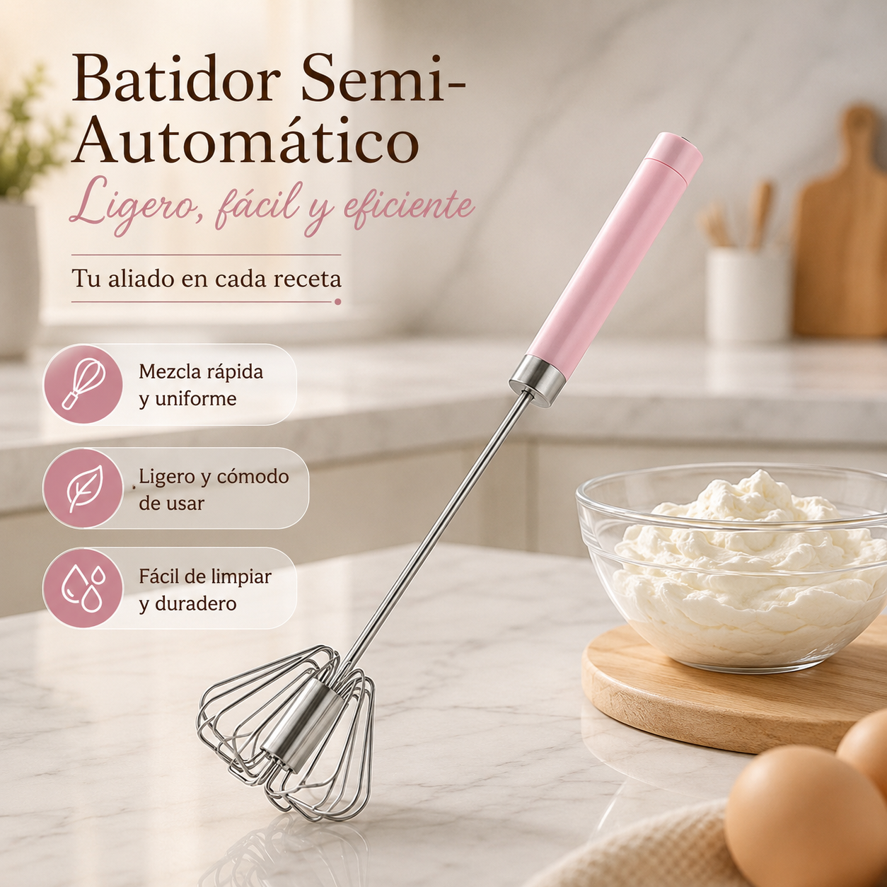 🥳 Cumperi 1 și primești încă 1 GRATUIT! 💞🥚 Tel semiautomat din oțel inoxidabil – Amestecă ouăle și frișca rapid, fără curent electric! ✨