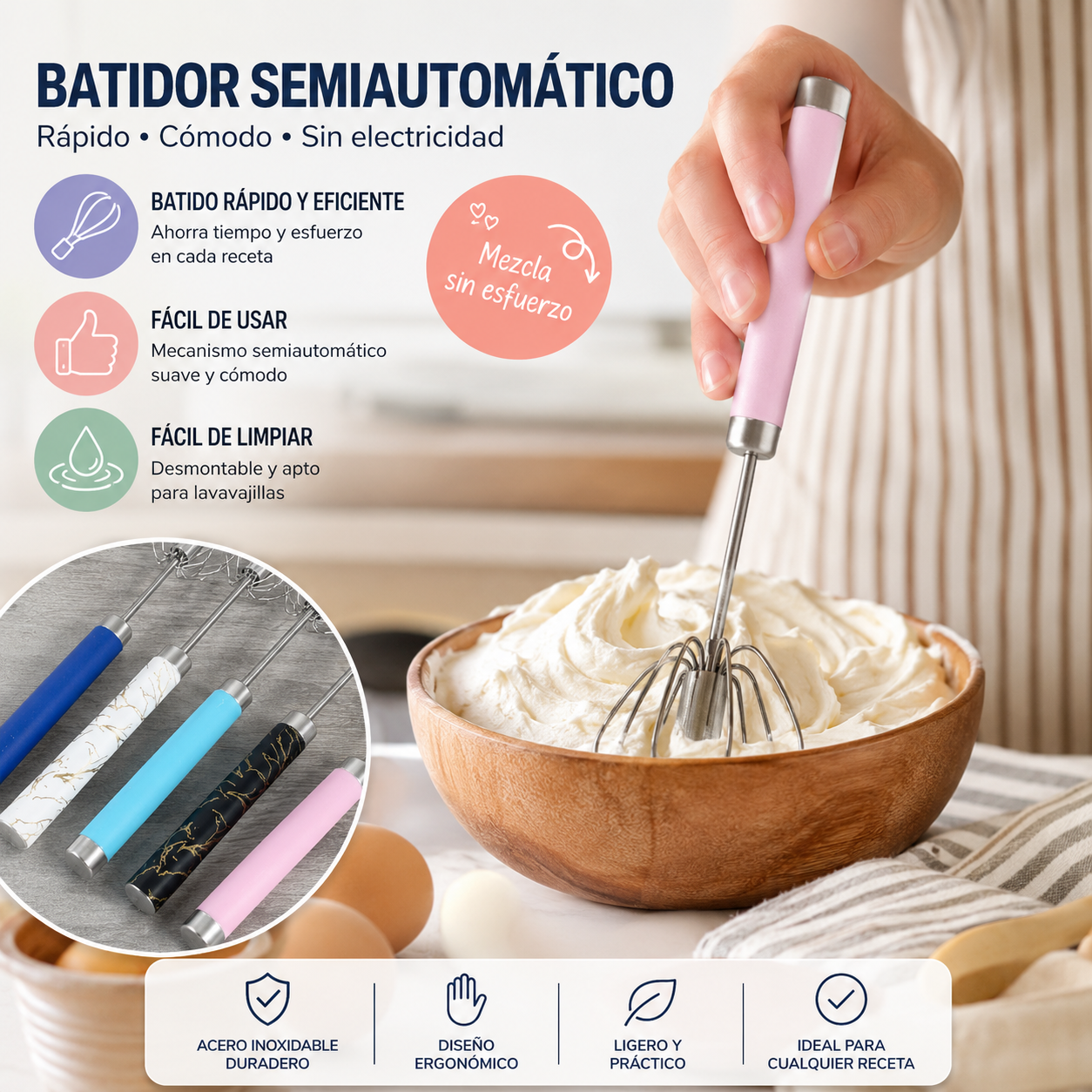 🥳 Cumperi 1 și primești încă 1 GRATUIT! 💞🥚 Tel semiautomat din oțel inoxidabil – Amestecă ouăle și frișca rapid, fără curent electric! ✨
