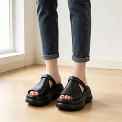 🔥【35-40】👡Sandale noi pentru femei, cu talpă groasă și care sporesc înălțimea (înălțimea tocului 6 cm)