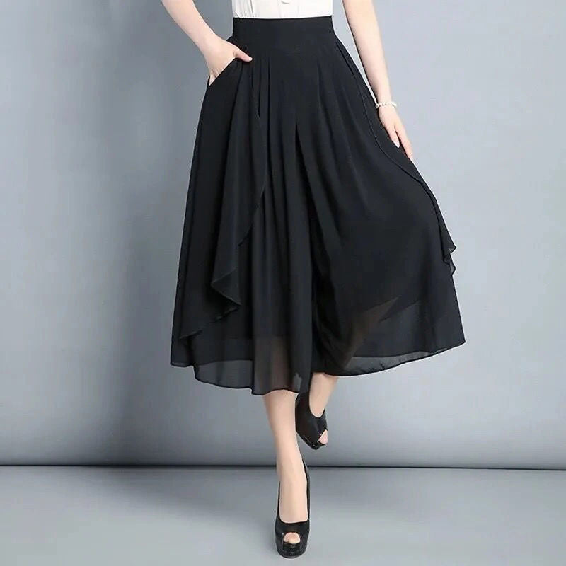2026 New Fashion Ice Silk Pantaloni din șifon subțiri cu talie înaltă