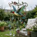 🐦Clopoțel de vânt din cristal cu colibri și model pictat în stil retro