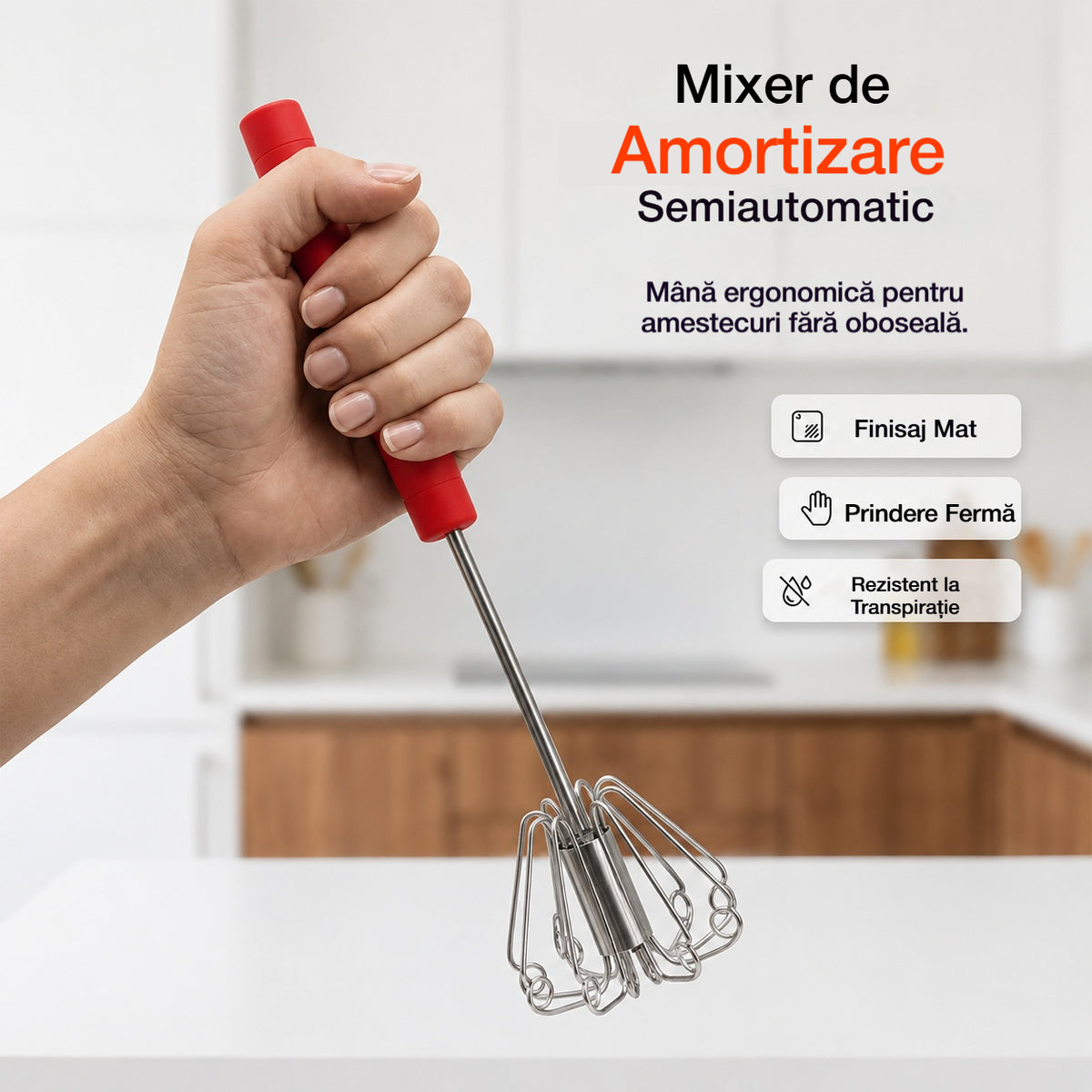 🥳Cumpără 1 Primești 1 Gratuit💪Peste 50.000 de bucăți vândute! 🥚Tel manual semiautomat: se rotește prin simpla apăsare, fără electricitate. Bate ouăle și frișca în doar câteva secunde! ✨