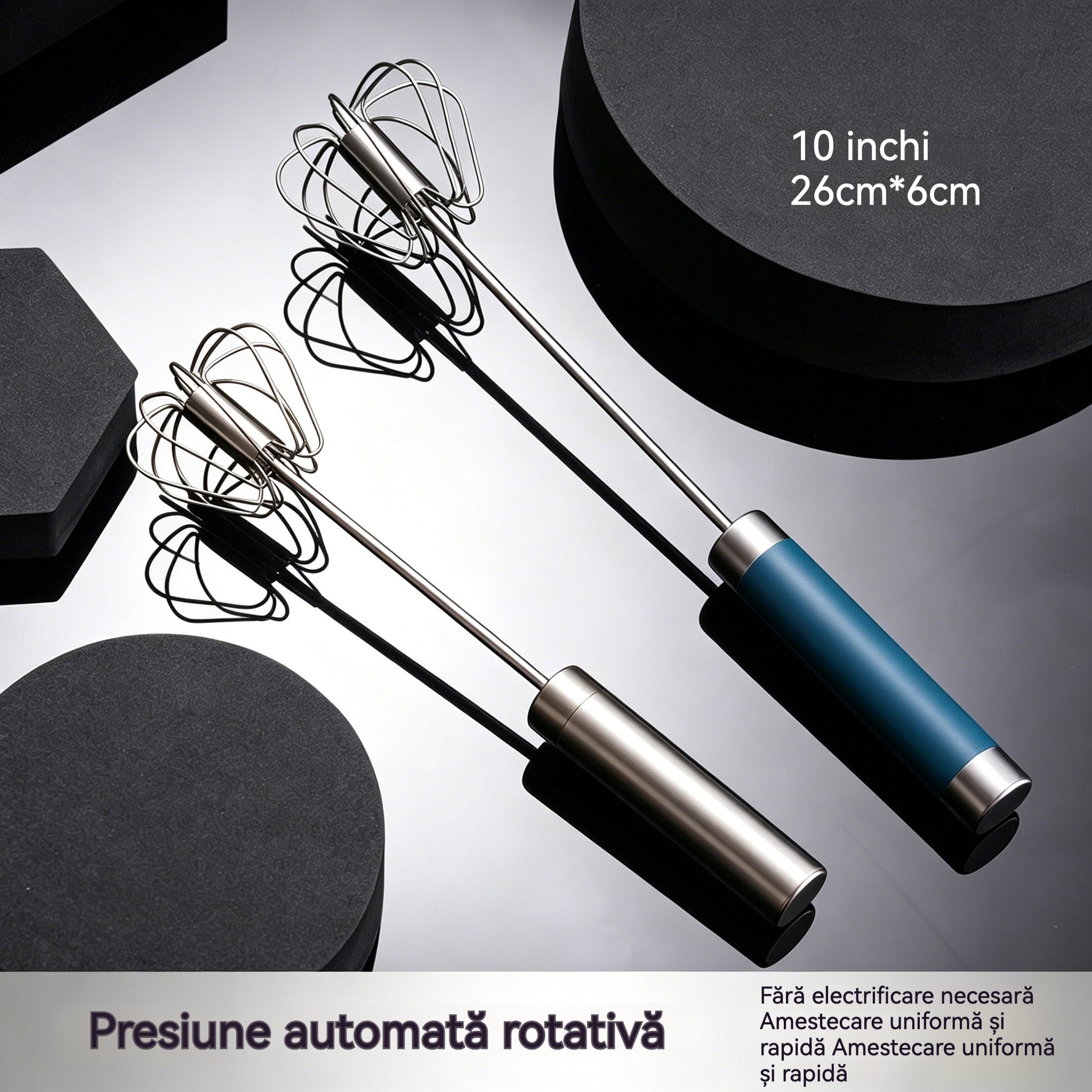 🎁 【Set de 2 piese】Tel semiautomat pentru bătut ouă, din oțel inoxidabil