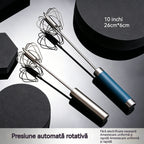 🎁 【Set de 2 piese】Tel semiautomat pentru bătut ouă, din oțel inoxidabil