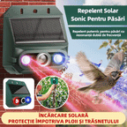 Repelent solar cu ultrasunete pentru animale pentru exterior Repelent pentru păsări cu lumină infraroșu intermitent cu LED roșu și albastru