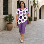 【Set de Vară 2026】Compleu Casual de Damă din 2 Piese – Tricou Lejer cu Imprimeu Modern și Colanți Trei Sferturi (6 Modele, Mărimi S-5XL) ✨