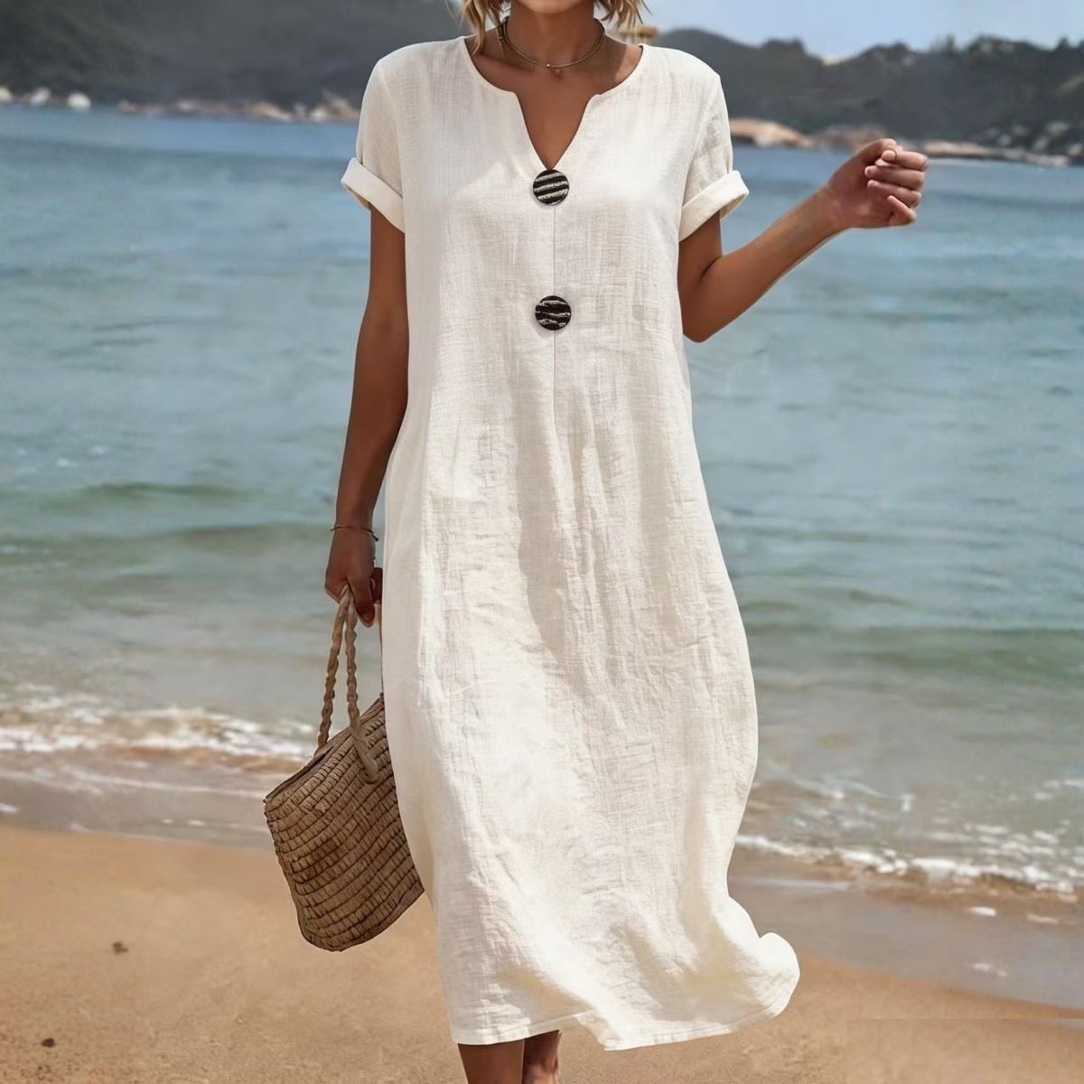 ✨【S-3XL】Rochie elegantă din in și bumbac – Confort și prospețime