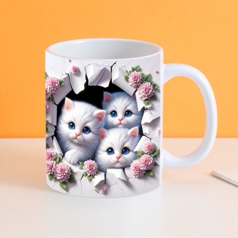 🎁Ceașcă de cafea creativă pentru pisică, cadou de sărbători
