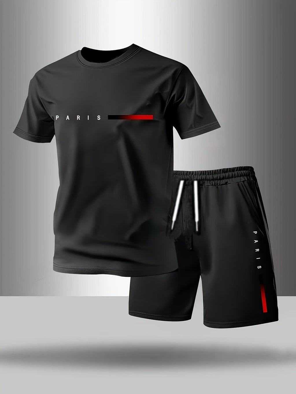 ✨【Plata la livrare】Set sport de vară pentru bărbați, format din 2 piese - tricou confortabil cu mânecă scurtă și pantaloni scurți pentru purtare zilnică și relaxare acasă