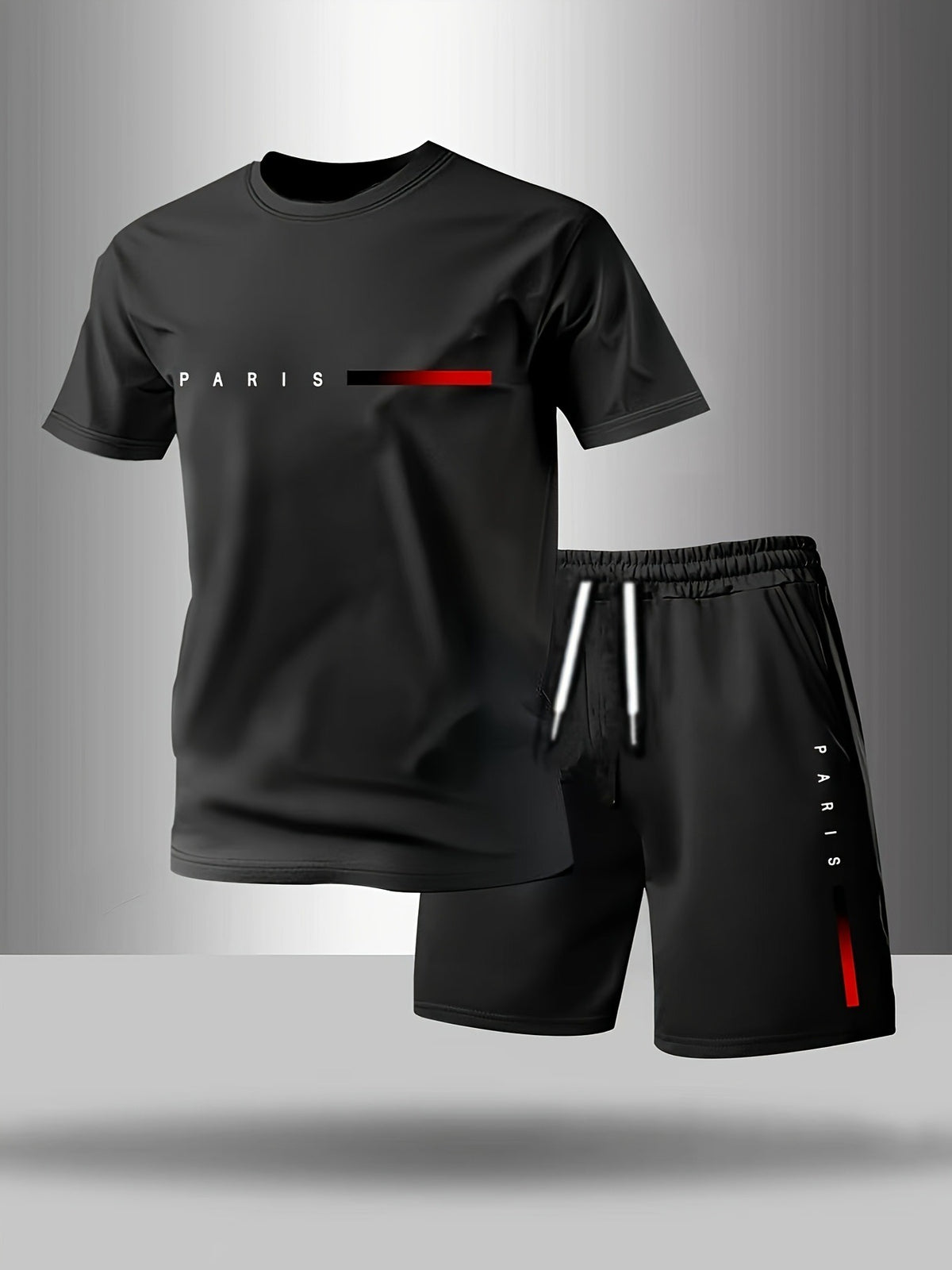 ✨【Plata la livrare】Set sport de vară pentru bărbați, format din 2 piese - tricou confortabil cu mânecă scurtă și pantaloni scurți pentru purtare zilnică și relaxare acasă