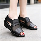 👡Sandale Elegante Franceze din Piele Naturală cu Toc Wedge