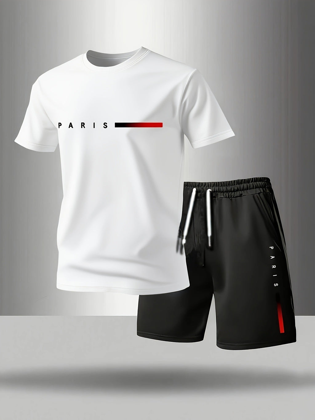 ✨【Plata la livrare】Set sport de vară pentru bărbați, format din 2 piese - tricou confortabil cu mânecă scurtă și pantaloni scurți pentru purtare zilnică și relaxare acasă