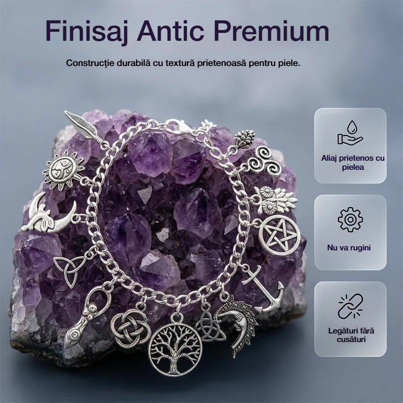🔮✨Brățară cu pandantive vintage, aer mistic pentru femei – Bijuterii cerești, gotice și boho