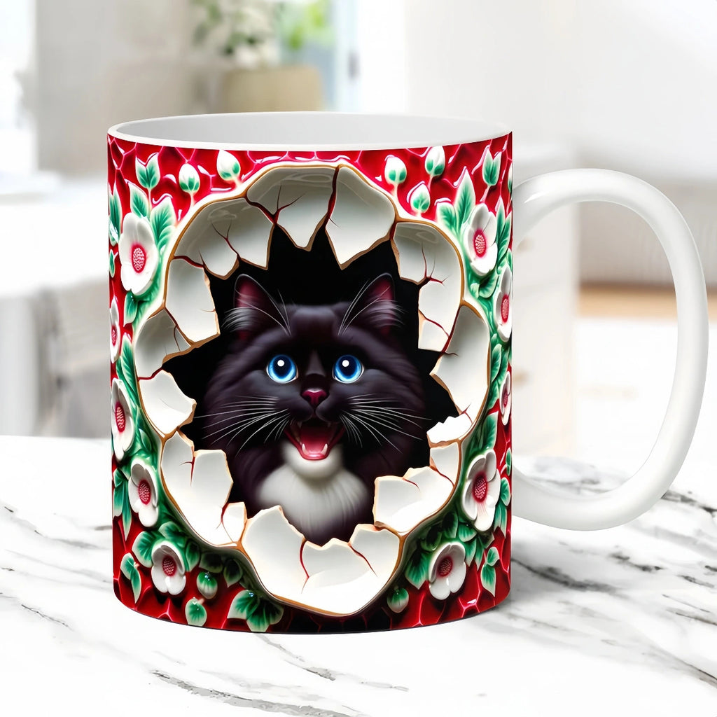 🎁Ceașcă de cafea creativă pentru pisică, cadou de sărbători