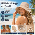 🎀 Piesă esențială de vară 👒 Pălărie vintage cu fundă — pliabilă / respirabilă și confortabilă