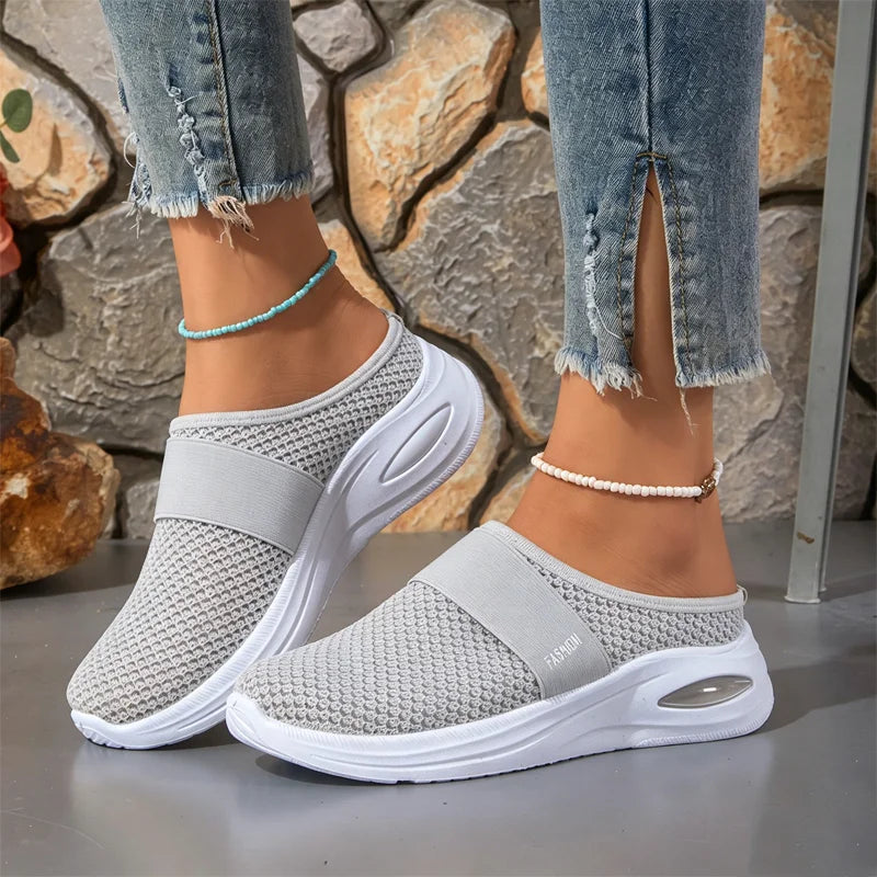 Adidași Dama Tip Saboți cu Pernă de Aer, Pantofi Sport fără Călcâi cu Plasă Respirabilă, Talpă Moale Antiderapantă, Atenuează Presiunea și Durerile de Picioare