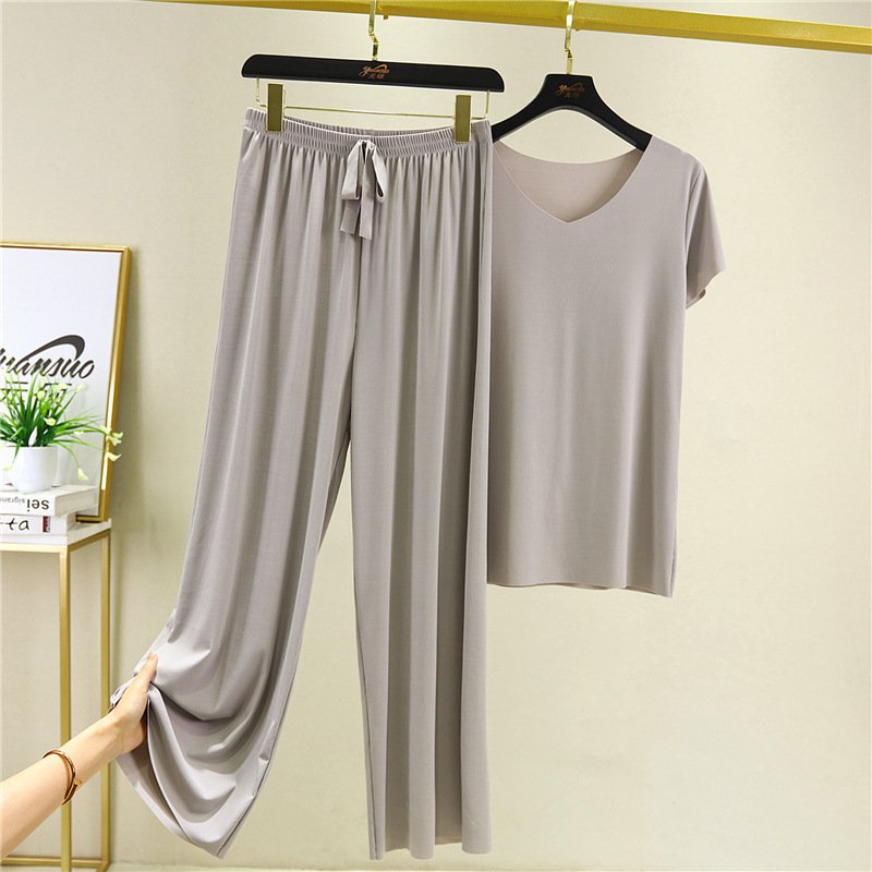 🏆【50%OFF】【M-4XL】Costum din două piese, pantaloni cu mâneci scurte noi, din mătase de gheață
