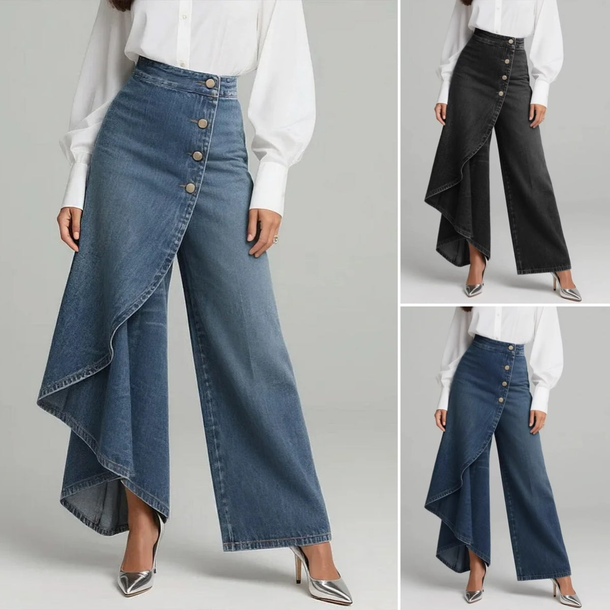 🥇Spodnie jeansowe damskie z wysokim stanem, luźny krój, wygodne w noszeniu, elegancki i modny design