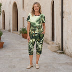 【Set de Vară 2026】Compleu Casual de Damă din 2 Piese – Tricou Lejer cu Imprimeu Modern și Colanți Trei Sferturi (6 Modele, Mărimi S-5XL) ✨