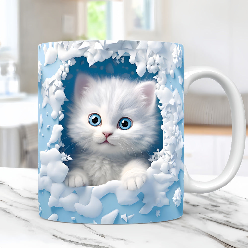 🎁Ceașcă de cafea creativă pentru pisică, cadou de sărbători