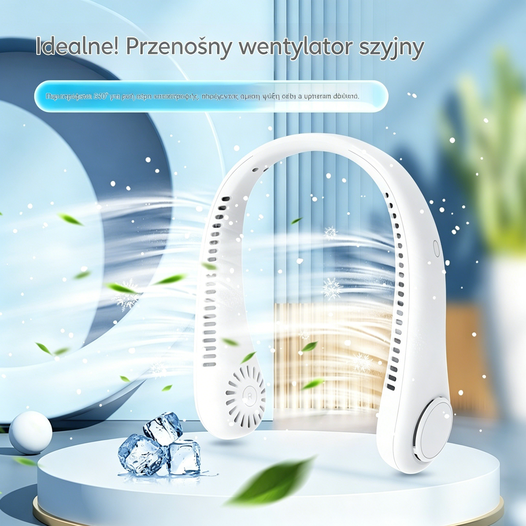 🌬️ Ventilator portabil USB pentru gât – răcoare mereu la îndemână!