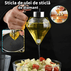 🍯🧉Dispenser de miere și sirop din sticlă cu design Diamond, recipient fără picurare cu suport, perfect pentru miere, sirop de arțar și ulei de măsline, accesoriu elegant pentru bucătărie și cafenea