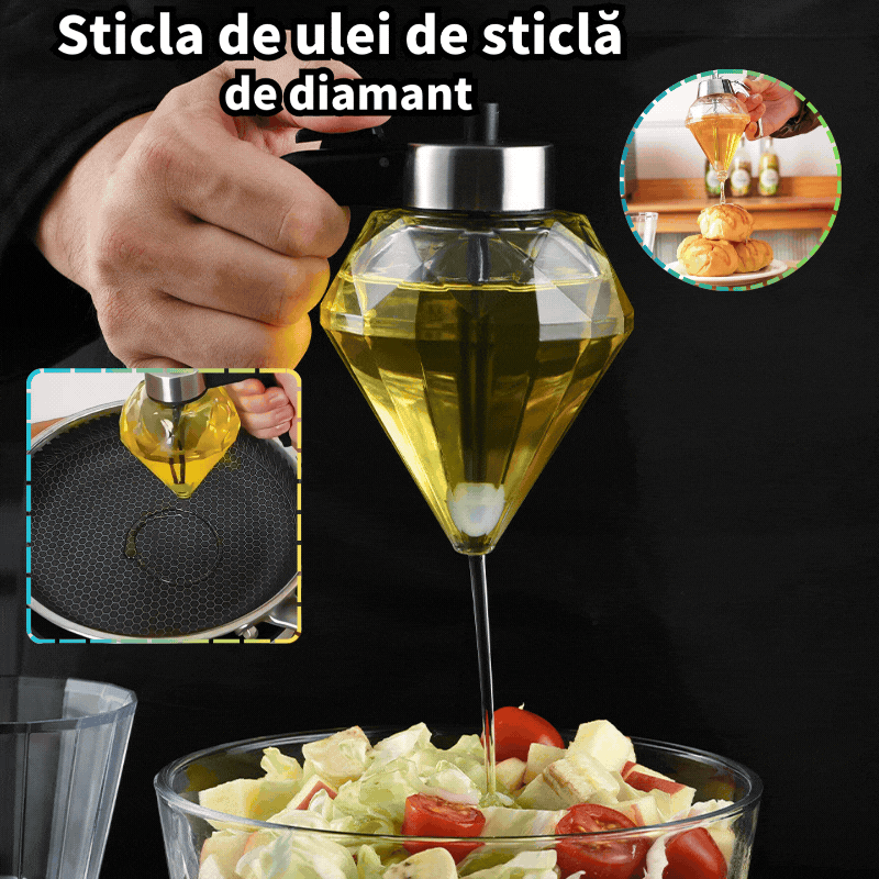 🍯🧉Dispenser de miere și sirop din sticlă cu design Diamond, recipient fără picurare cu suport, perfect pentru miere, sirop de arțar și ulei de măsline, accesoriu elegant pentru bucătărie și cafenea