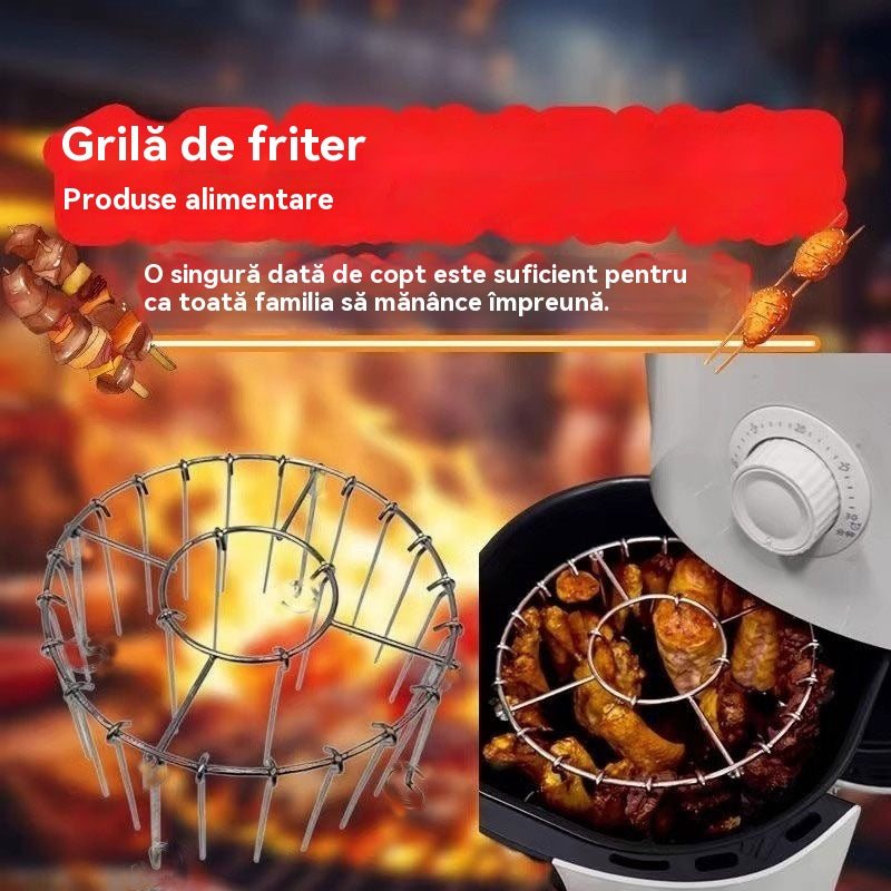 🍢🍖🍗Grătar din oțel inoxidabil 304 cu 24 de țepușe pentru cuptor cu aer cald
