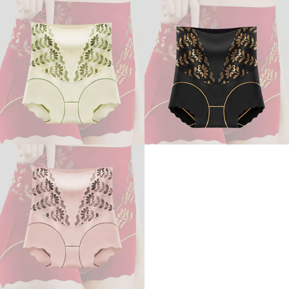 🌸【Set de 5 bucăți】Chiloți confortabili antibacterieni cu talie înaltă Tummy Tuck 👙💖