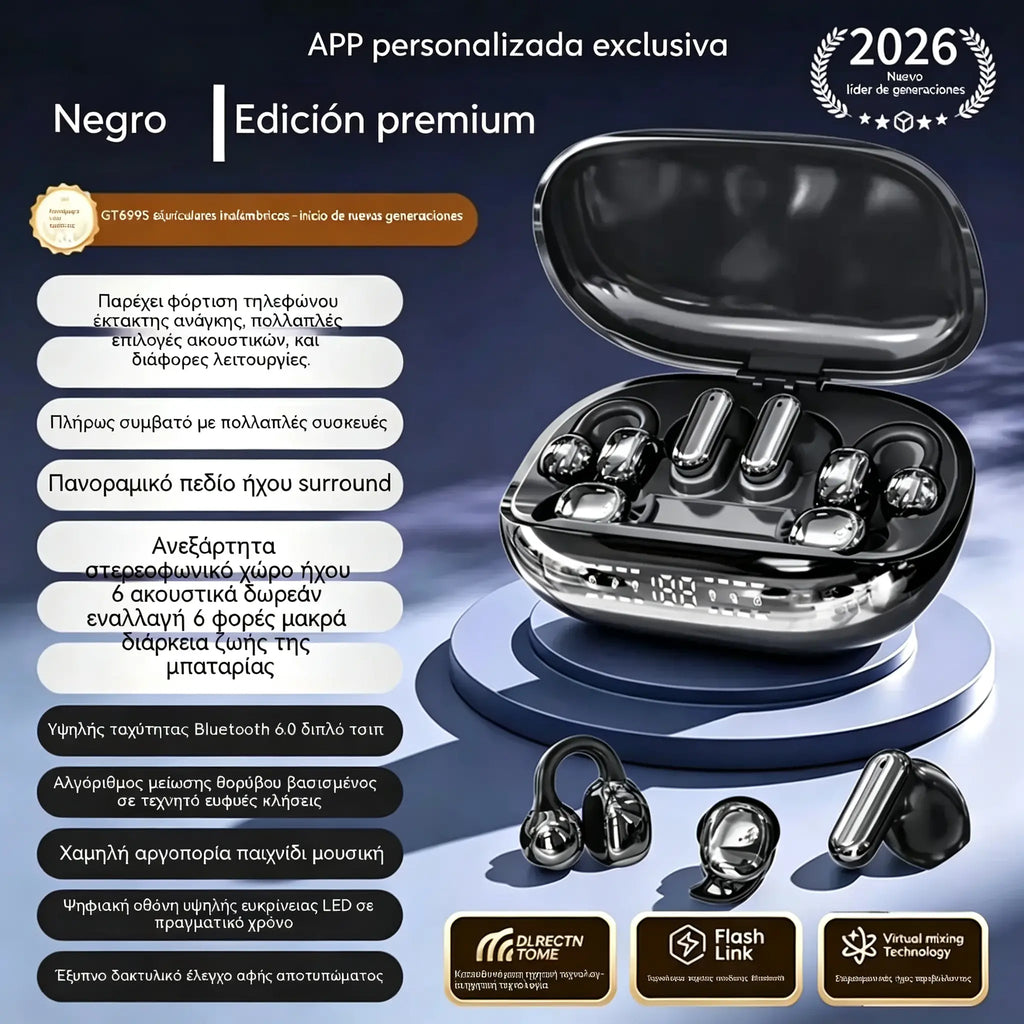 Căști wireless 6-în-1 GT699S, cu stiluri multiple și carcasă de urgență ✨